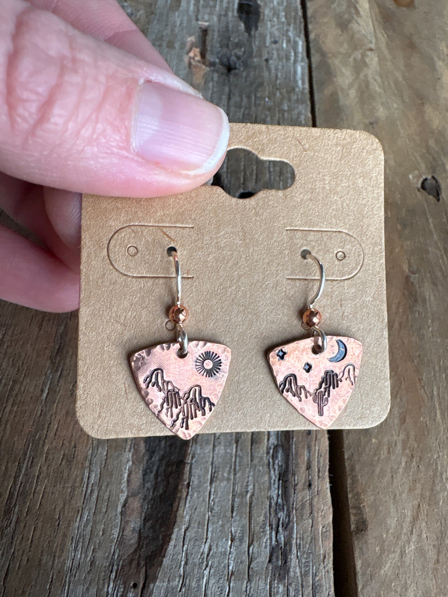 Stamped Charm Earrings - Desert Day & Night