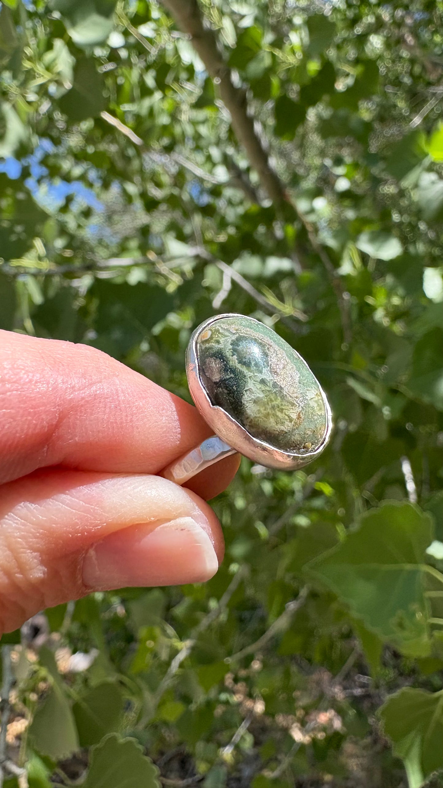 Rainforest Rhyolite Ring - Size 8.75