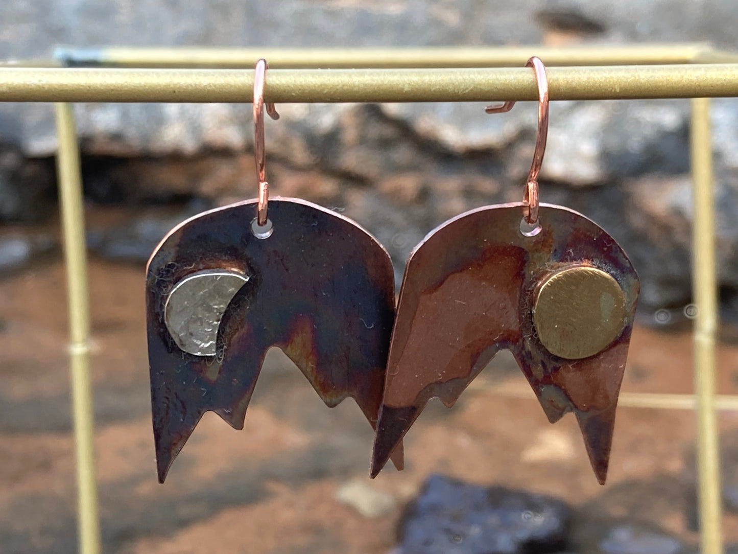 Pierced Mountainscape Earrings - Day & Night