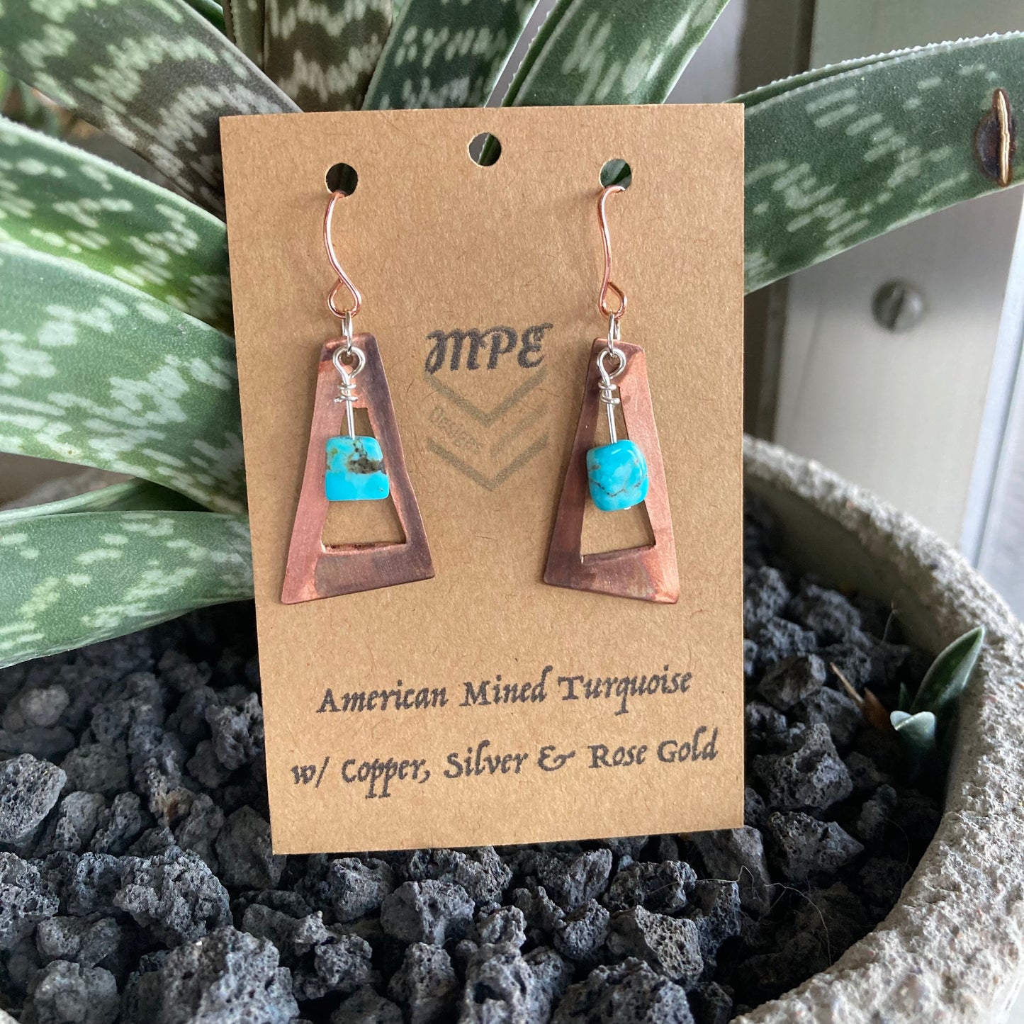 Copper & Turquoise Window Earrings