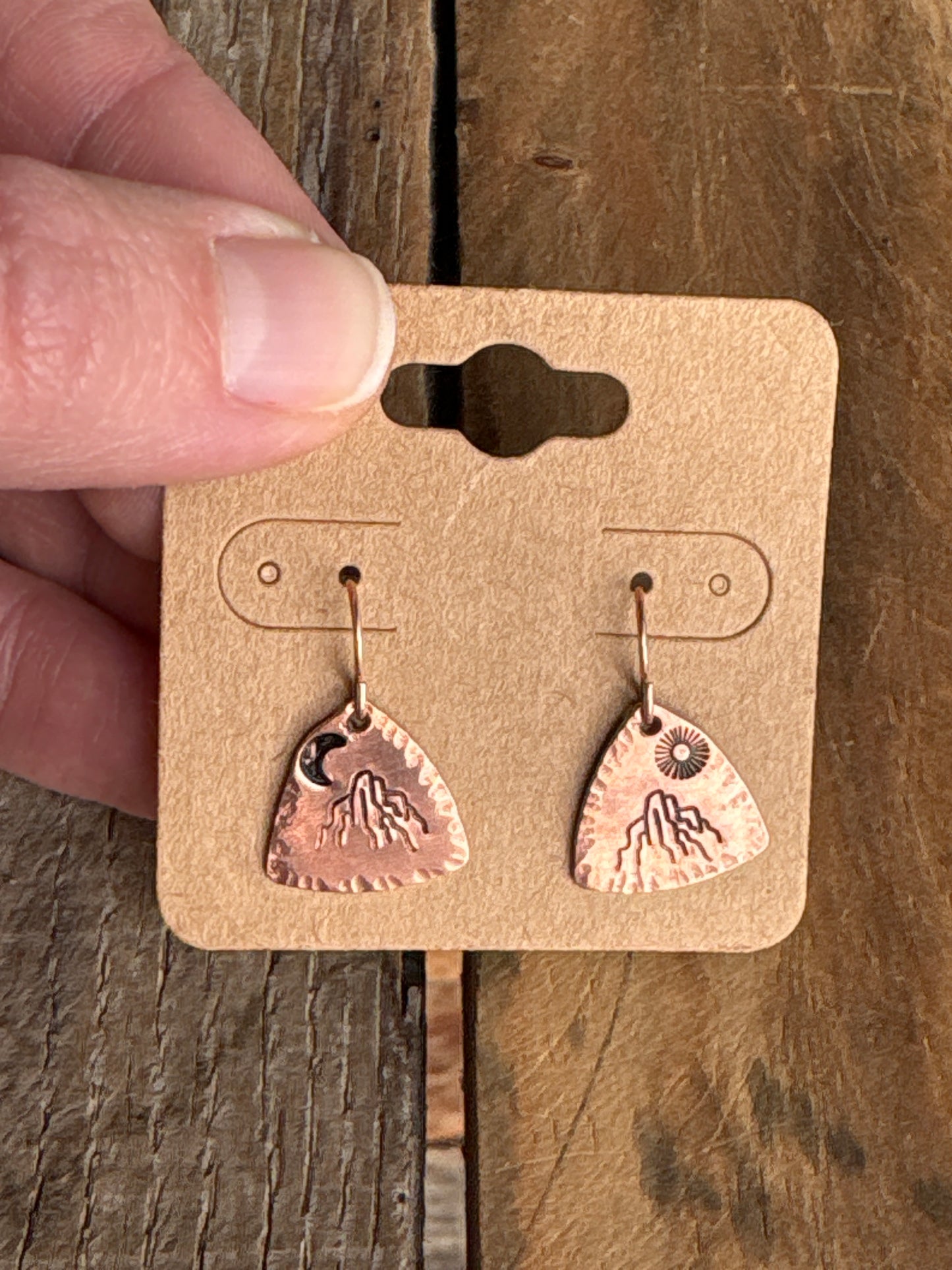 Stamped Charm Earrings - Desert Day & Night