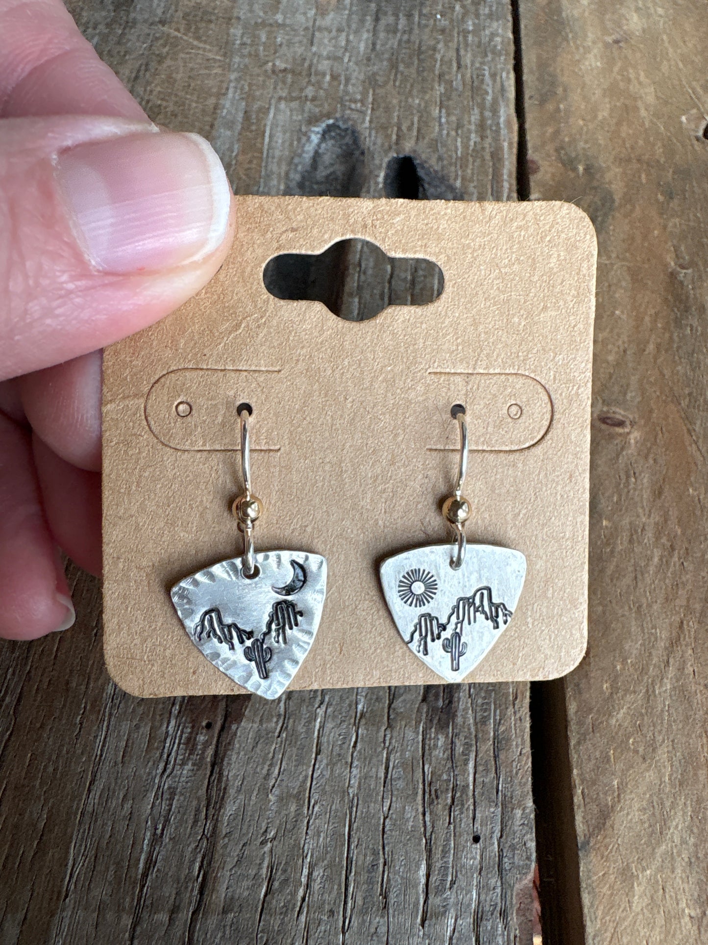 Stamped Charm Earrings - Desert Day & Night