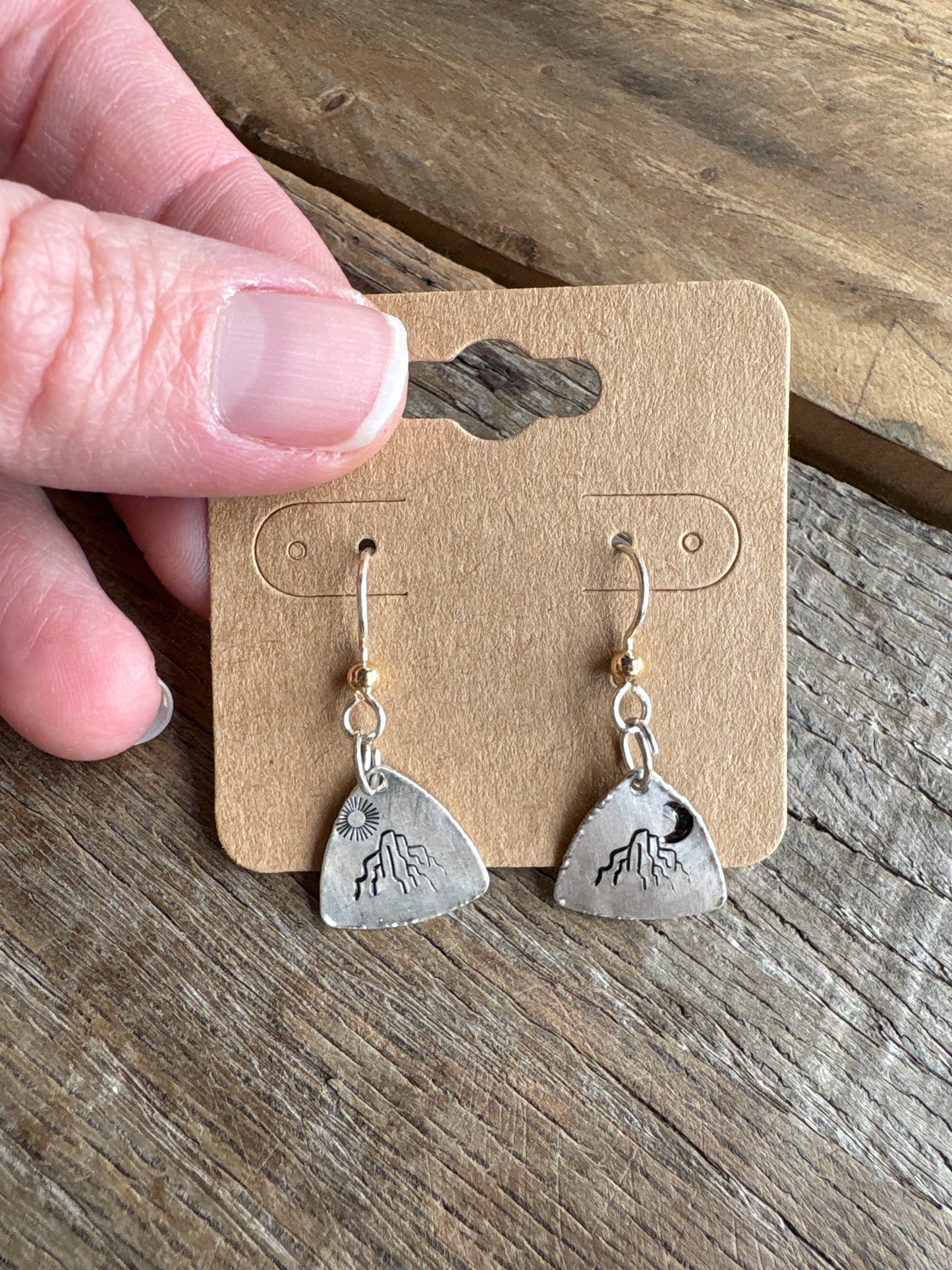 Stamped Charm Earrings - Desert Day & Night