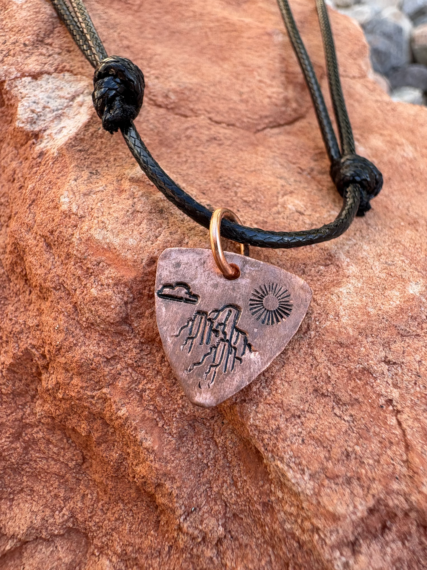 Stamped Charm Necklace - Copper