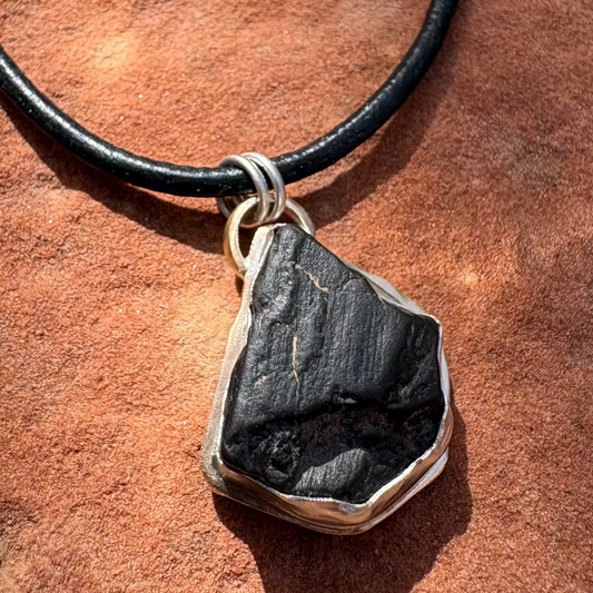 Basalt + Brass Pendant Necklace