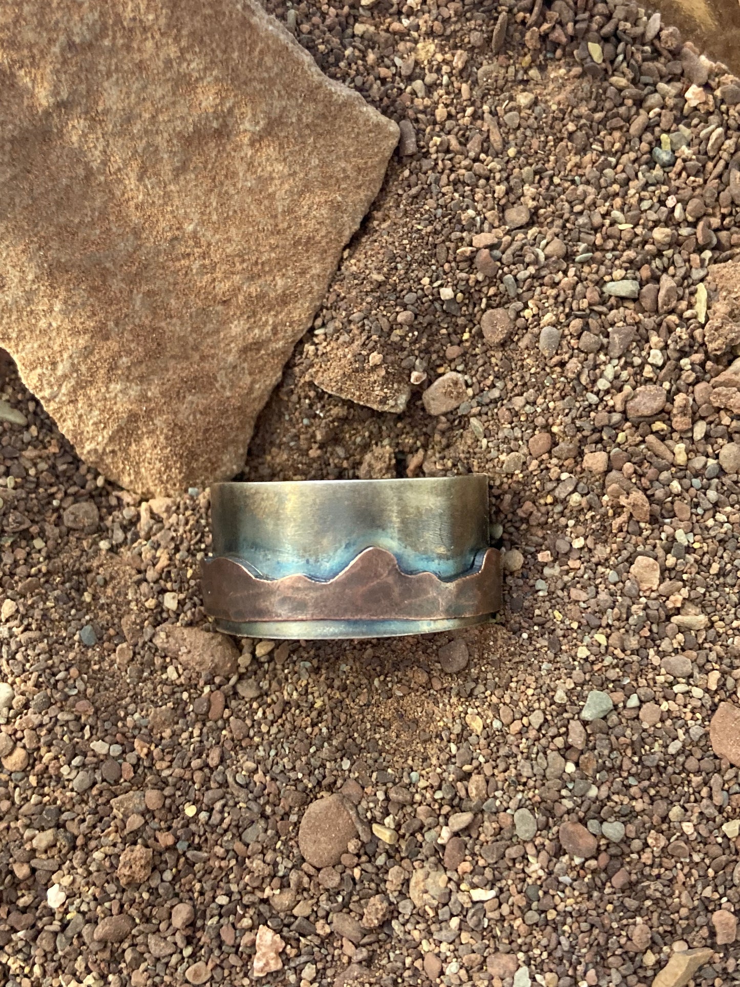 MADE TO ORDER - Sterling Silver & Copper Landscape Ring