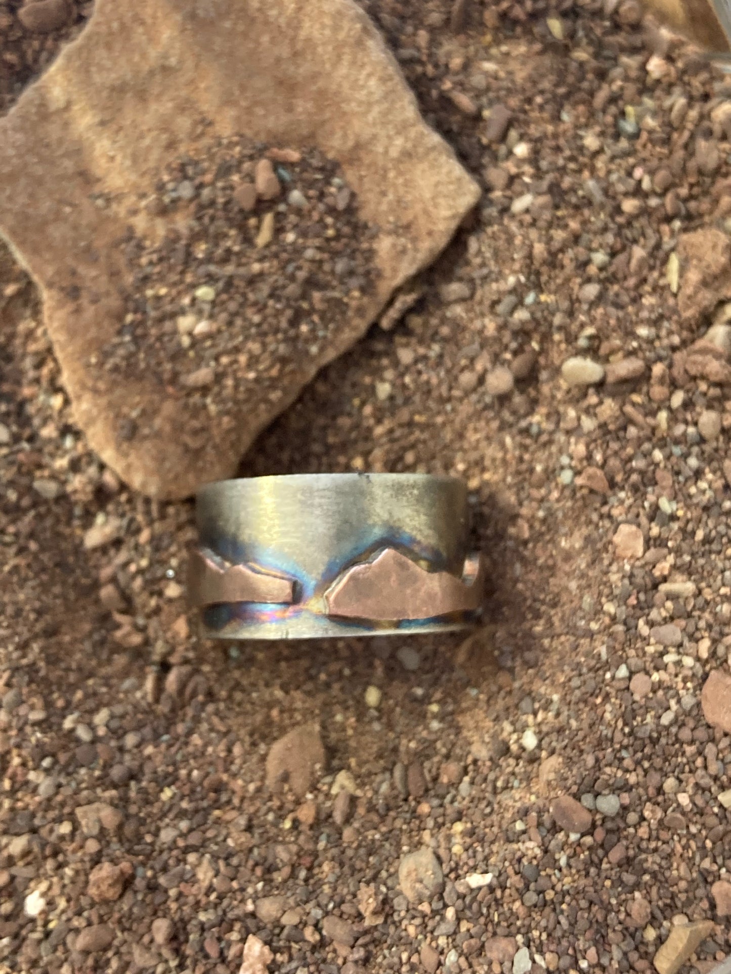 MADE TO ORDER - Sterling Silver & Copper Landscape Ring