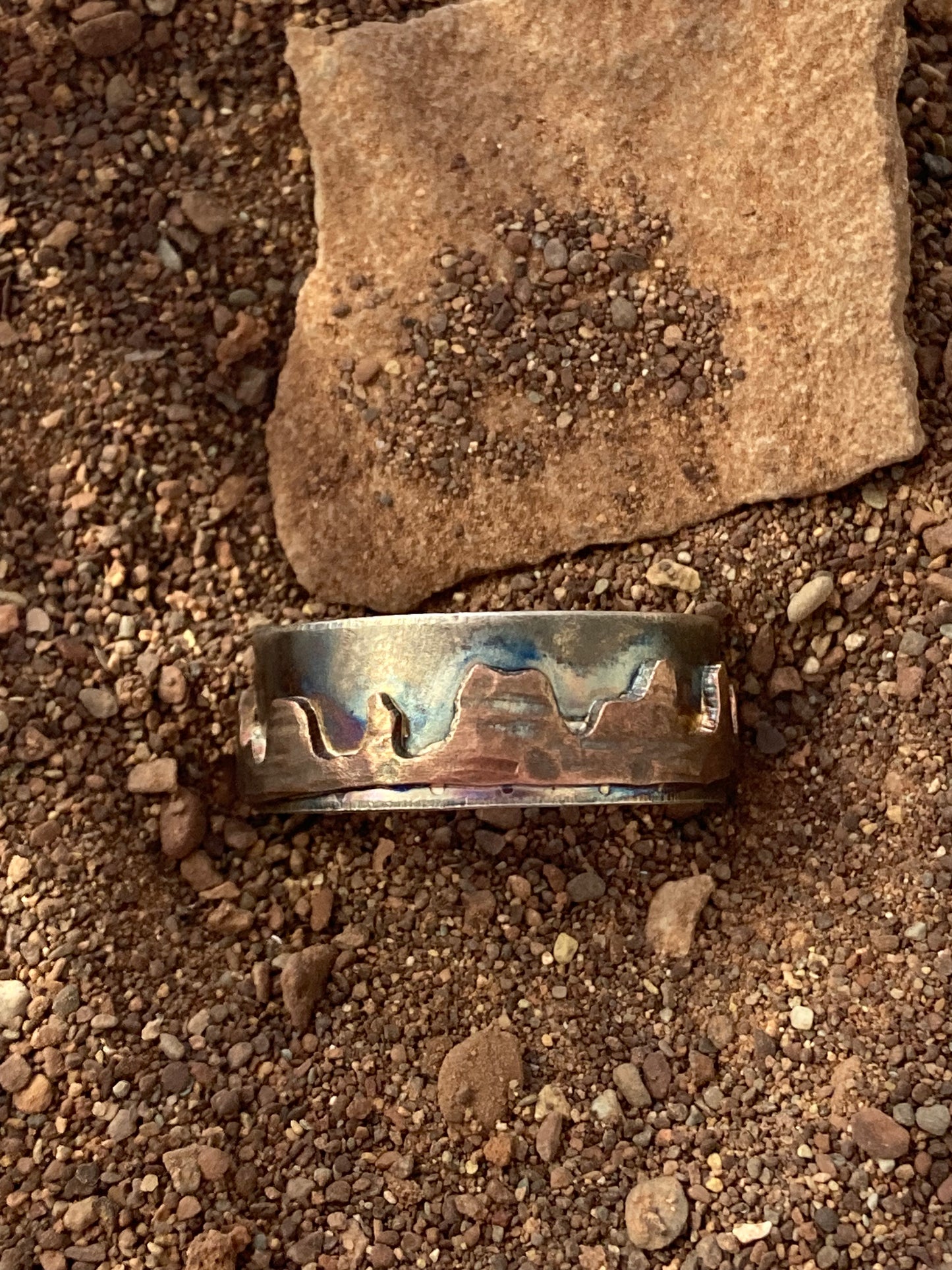 MADE TO ORDER - Sterling Silver & Copper Landscape Ring